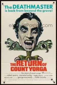 5y618 RETURN OF COUNT YORGA 1sh '71 Robert Quarry, AIP vampires, wild monster art!