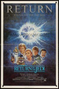 5y620 RETURN OF THE JEDI 1sh R85 George Lucas classic, different montage art by Tom Jung!