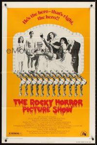 5y627 ROCKY HORROR PICTURE SHOW style B 1sh '75 Tim Curry's the hero - that's right, the hero!