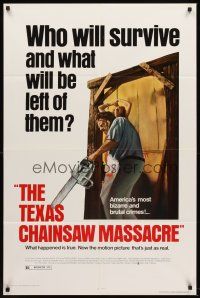 5y683 TEXAS CHAINSAW MASSACRE New Line Cinema 1sh R80 Tobe Hooper cult classic slasher horror!