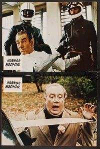 5y058 HORROR HOSPITAL 3 German LCs '73 Michael Gough, English sci-fi horror, great images!