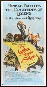 5z098 GOLDEN VOYAGE OF SINBAD int'l 3sh '73 Ray Harryhausen, cool fantasy art by Mort Kunstler!