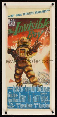 5z020 INVISIBLE BOY linen Aust daybill '57 Robby the Robot, the monster who would destroy the world!