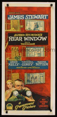5z022 REAR WINDOW linen Aust daybill '54 Hitchcock, Grace Kelly, Richardson Studio stone litho!