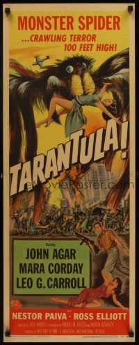 5z035 TARANTULA laminated insert'55 Jack Arnold,great art of town running from 100 ft spider monster