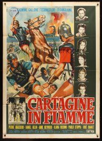 5z077 CARTHAGE IN FLAMES Italian 1p '60 Cartagine in Fiamme, Anne Heywood, different art by Manno!
