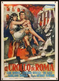 5z078 FALL OF ROME Italian 1p '63 Margheriti's Il Crollo di Roma, cool sword & sandal art!