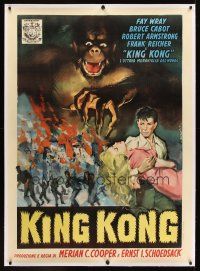 5z012 KING KONG linen Italian 1p R61 Fay Wray, Robert Armstrong, cool different art by Serafini!