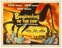 5z181 BEGINNING OF THE END TC '57 great c/u of sexy half-dressed Peggie Castle frozen with fear!