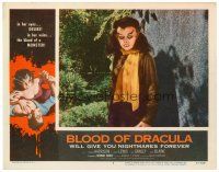 5z247 BLOOD OF DRACULA LC #2 '57 great close up of female vampire Sandra Harrison!