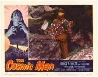 5z254 COSMIC MAN LC #6 '59 c/u of the spooky alien John Carradine holding boy in front of cave!
