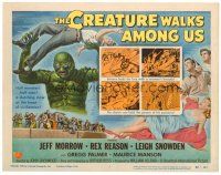 5z168 CREATURE WALKS AMONG US TC '56 Reynold Brown art of monster holding victim over his head!