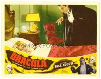 5z268 DRACULA LC #4 R51 creepy vampire Bela Lugosi stands over Helen Chandler sleeping in bed!