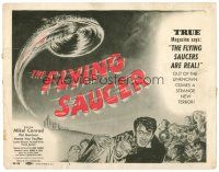 5z195 FLYING SAUCER TC '50 cool sci-fi artwork of UFOs from space & terrified people!