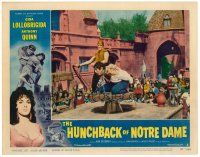 5z285 HUNCHBACK OF NOTRE DAME LC #4 '57 Anthony Quinn as Quasimodo being whipped in town square!
