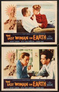 5z411 LAST WOMAN ON EARTH 2 LCs '60 Roger Corman, woman tries to stop two men fighting over her!