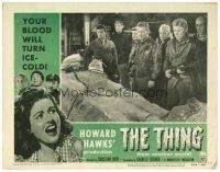 5z345 THING LC #1 R54 Howard Hawks classic horror, Kenneth Tobey & men watch the frozen monster!