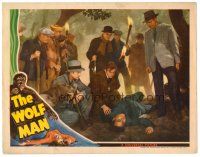 5z176 WOLF MAN LC '41 Claude Rains & men find unconscious Lon Chaney on ground after he transforms!