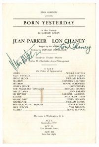 5z106 LON CHANEY JR/JEAN PARKER signed playbill '49 when they both starred in Born Yesterday!