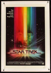 5z008 STAR TREK linen 1sh '79 cool art of William Shatner & Leonard Nimoy by Bob Peak!