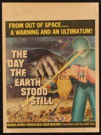 5z045 DAY THE EARTH STOOD STILL signed WC '51 by Robert Wise, classic art of Gort holding Neal!