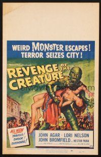 5z055 REVENGE OF THE CREATURE WC '55 Jack Arnold, art of the weird monster carrying sexy gir!