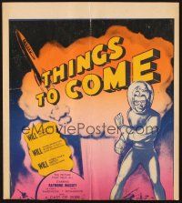 5z059 THINGS TO COME WC R50s William Cameron Menzies, H.G. Wells, cool different art & taglines!