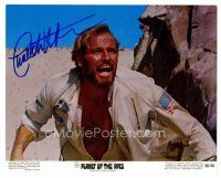 5z556 CHARLTON HESTON signed color 8x10 still '68 classic close up from Planet of the Apes!