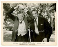 5z577 FLY 8x10 still '58 classic scene of Vincent Price behind Herbert Marshall holding rock!