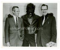 5z579 FORREST J. ACKERMAN 8x10 still '70s w/ James H. Nicholson posing with Wolfman in leather jacket!