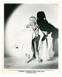 5z599 I MARRIED A MONSTER FROM OUTER SPACE 8x10 still '58 c/u of monster carrying Gloria Talbott!