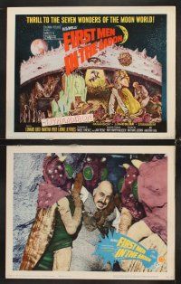 5z377 FIRST MEN IN THE MOON 8 LCs '64 Ray Harryhausen, H.G. Wells, great alien images!