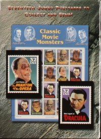 5z129 CLASSIC MOVIE MONSTERS 17 jumbo postcards '97 Frankenstein, Dracula, Mummy, Wolf Man, Phantom