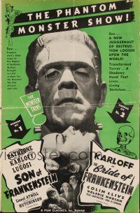 5z114 SON OF FRANKENSTEIN/BRIDE OF FRANKENSTEIN pressbook '40s Boris Karloff as the monster!