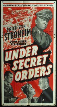 6a042 UNDER SECRET ORDERS 3sh '43 Erich von Stroheim, gripping expose of a most sinister spy ring!