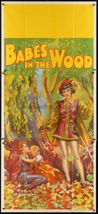 6a018 BABES IN THE WOOD stage play English 3sh '30s stone litho of female hero finding lost kids!