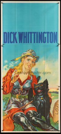 6a020 DICK WHITTINGTON stage play English 3sh '30s stone litho of sexy female lead & smiling cat!