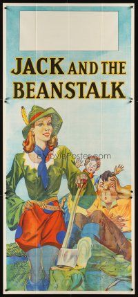 6a021 JACK & THE BEANSTALK stage play English 3sh '30s stone litho art of female Jack & axe!