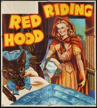 6a016 RED RIDING HOOD stage play English 6sh '30s stone litho of Red by wolf disguised in bed!