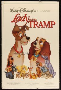 6a078 LADY & THE TRAMP foamcore backed 1sh R86 Walt Disney romantic canine dog classic cartoon!