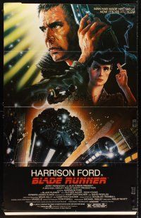 6a055 BLADE RUNNER standee '82 Ridley Scott sci-fi classic, art of Harrison Ford by John Alvin!