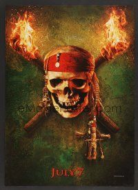 6a073 PIRATES OF THE CARIBBEAN: DEAD MAN'S CHEST teaser jumbo WC '06 image of skull between torches!