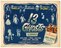 6b002 13 GHOSTS TC '60 William Castle, great art of all the spooks, cool horror in ILLUSION-O!