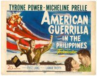 6b019 AMERICAN GUERRILLA IN THE PHILIPPINES TC '50 art of Tyrone Power & Micheline Prelle!