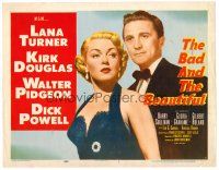 6b030 BAD & THE BEAUTIFUL TC '53 close up of Kirk Douglas in tux standing behind sexy Lana Turner!