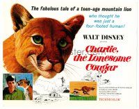 6b077 CHARLIE THE LONESOME COUGAR TC '67 Walt Disney, art of the smiling teen-age mountain lion!