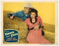 6b534 CORONER CREEK LC #2 '48 Randolph Scott holds Marguerite Chapman as he points his gun!
