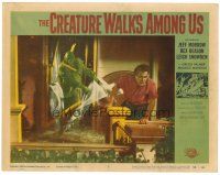 6b539 CREATURE WALKS AMONG US LC #5 '56 monster crashes through glass door to get at guy!