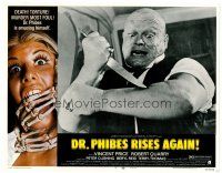 6b566 DR. PHIBES RISES AGAIN LC #7 '72 close up of giant bald guy stabbing himself in the arm!