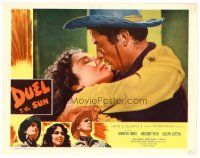 6b569 DUEL IN THE SUN LC R54 romantic close up of Jennifer Jones & Gregory Peck about to kiss!